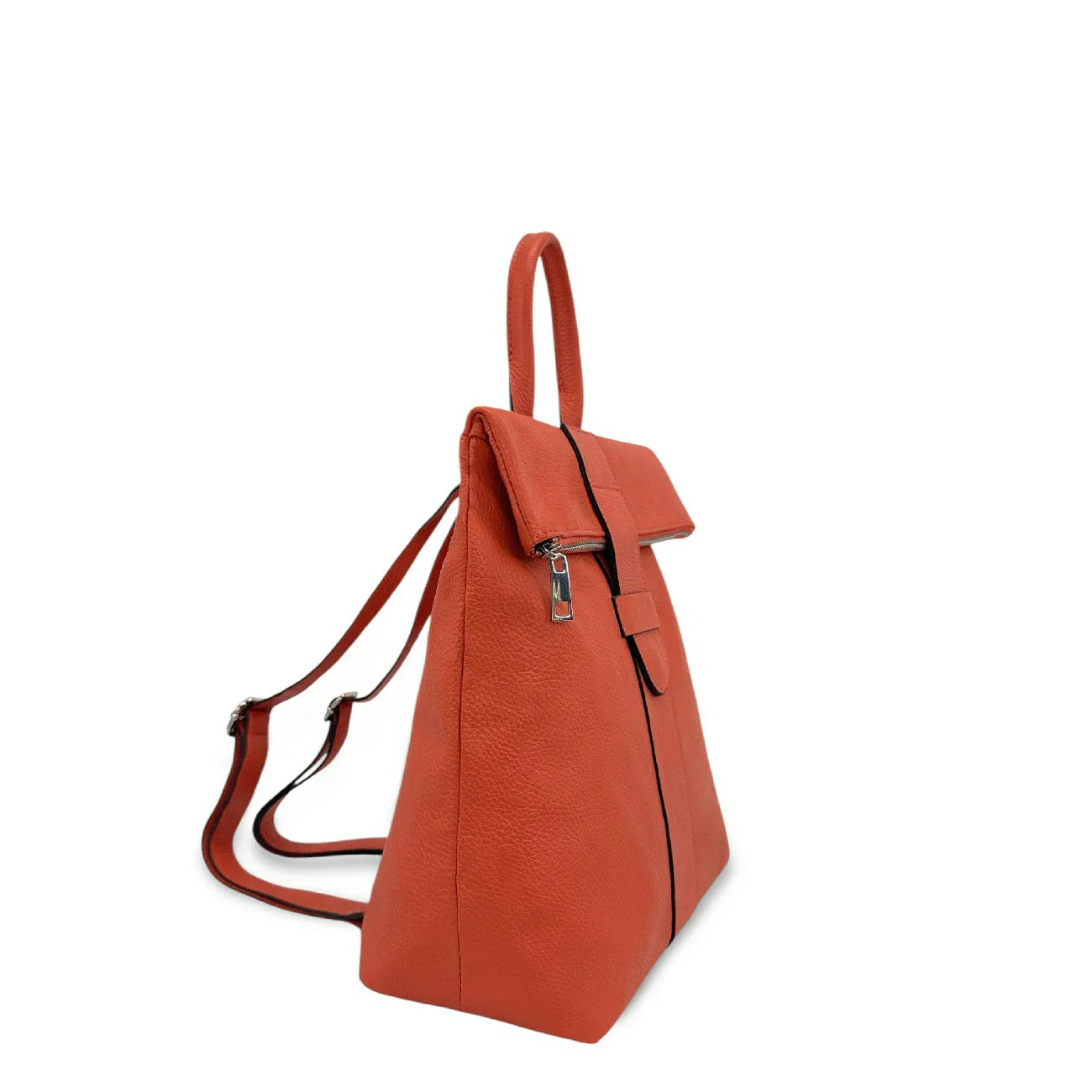 Sac à dos antivol en cuir grainé DORA Mandarine - Image 2