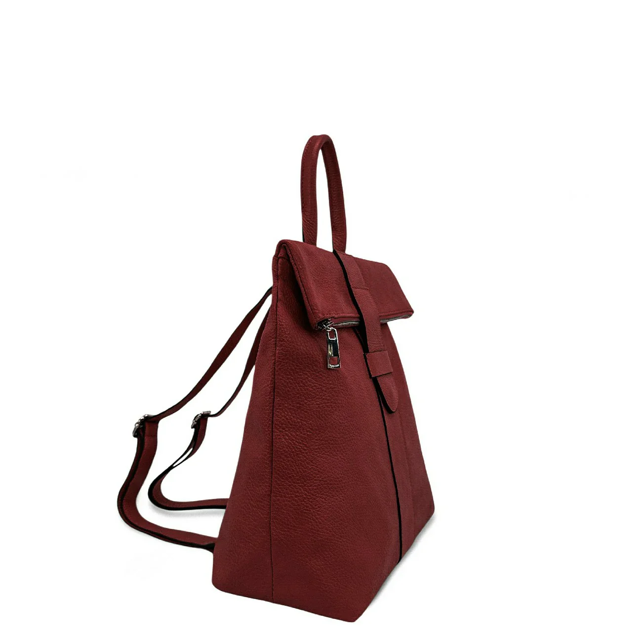 Sac à dos antivol en cuir grainé DORA Rouge foncé - Image 2