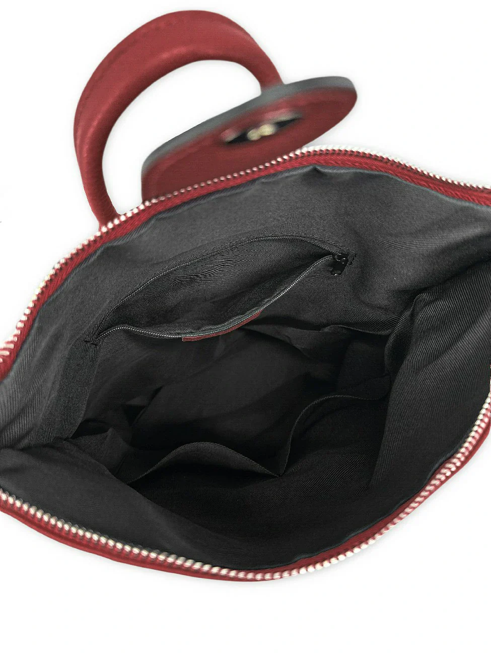 Sac à dos antivol en cuir grainé DORA Rouge foncé - Image 7