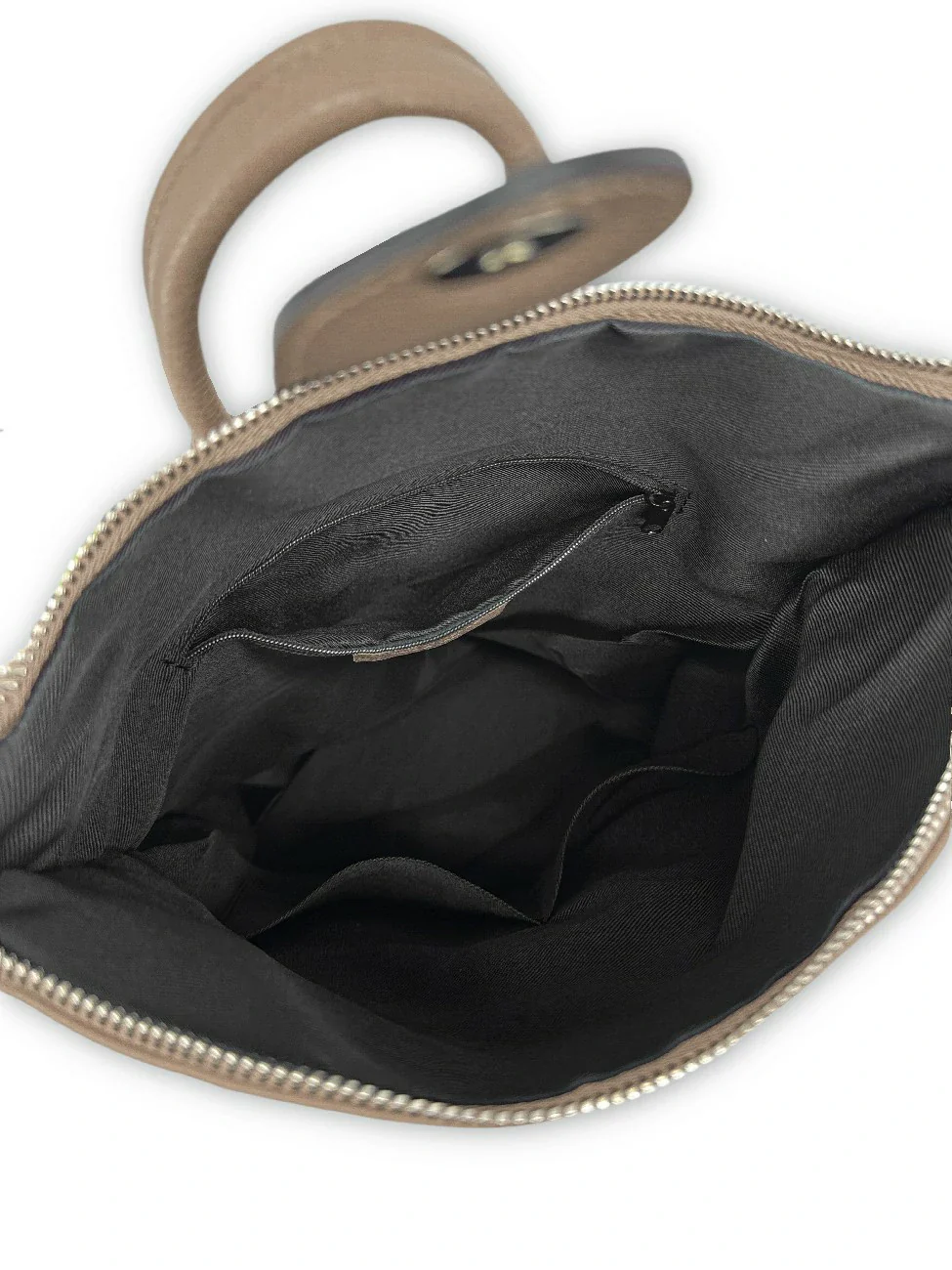 Sac à dos antivol en cuir grainé DORA Taupe foncé - Image 7