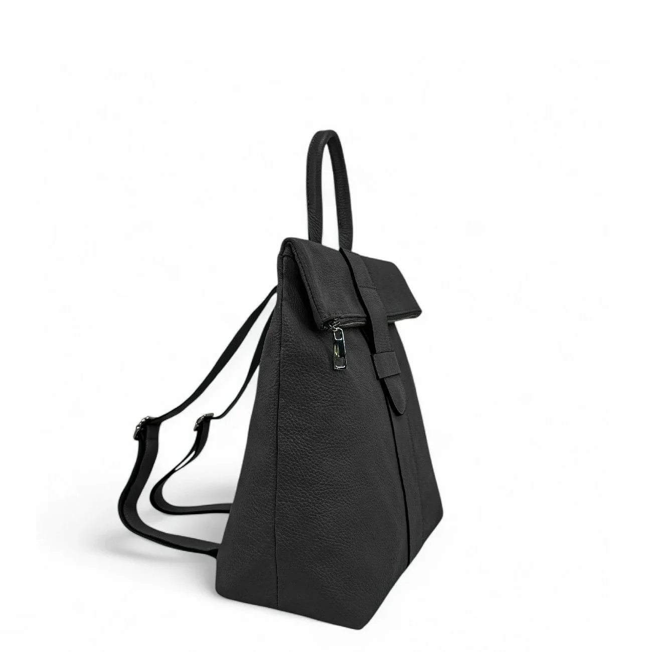 Sac à dos antivol en cuir grainé DORA Noir - Image 2