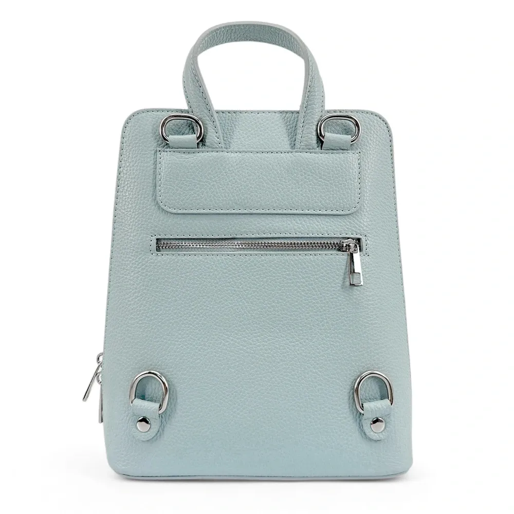 Sac à dos en cuir grainé HAILEY Bleu pastel - Image 3