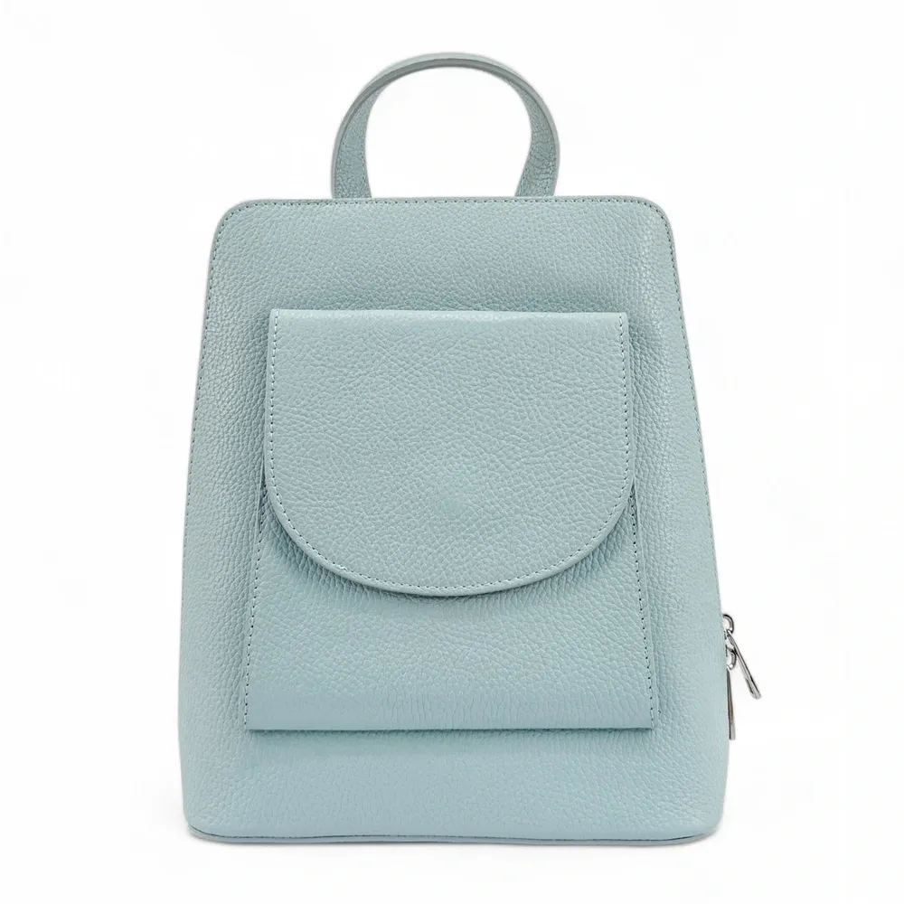 Sac à dos en cuir grainé HAILEY Bleu pastel - Image 4