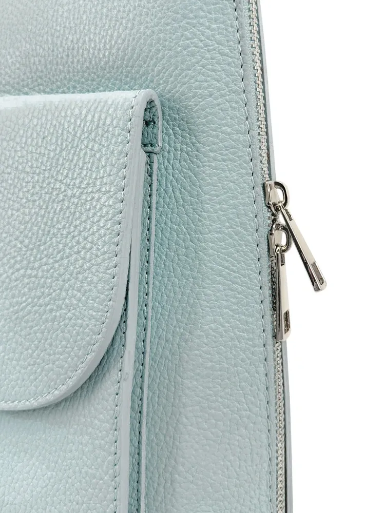 Sac à dos en cuir grainé HAILEY Bleu pastel - Image 5