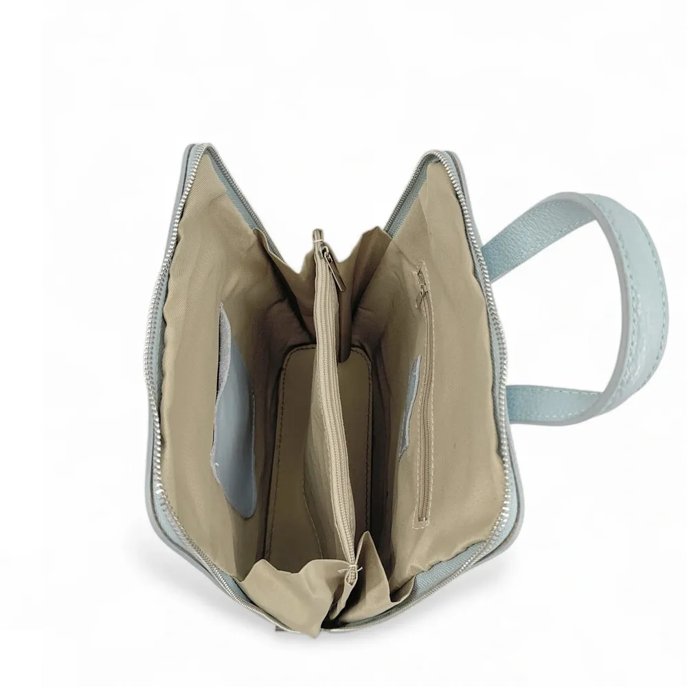 Sac à dos en cuir grainé HAILEY Bleu pastel - Image 6
