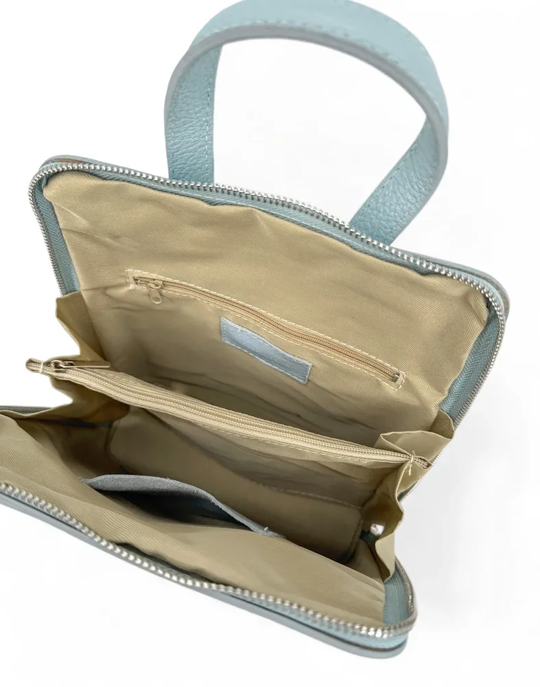Sac à dos en cuir grainé HAILEY Bleu pastel - Image 7