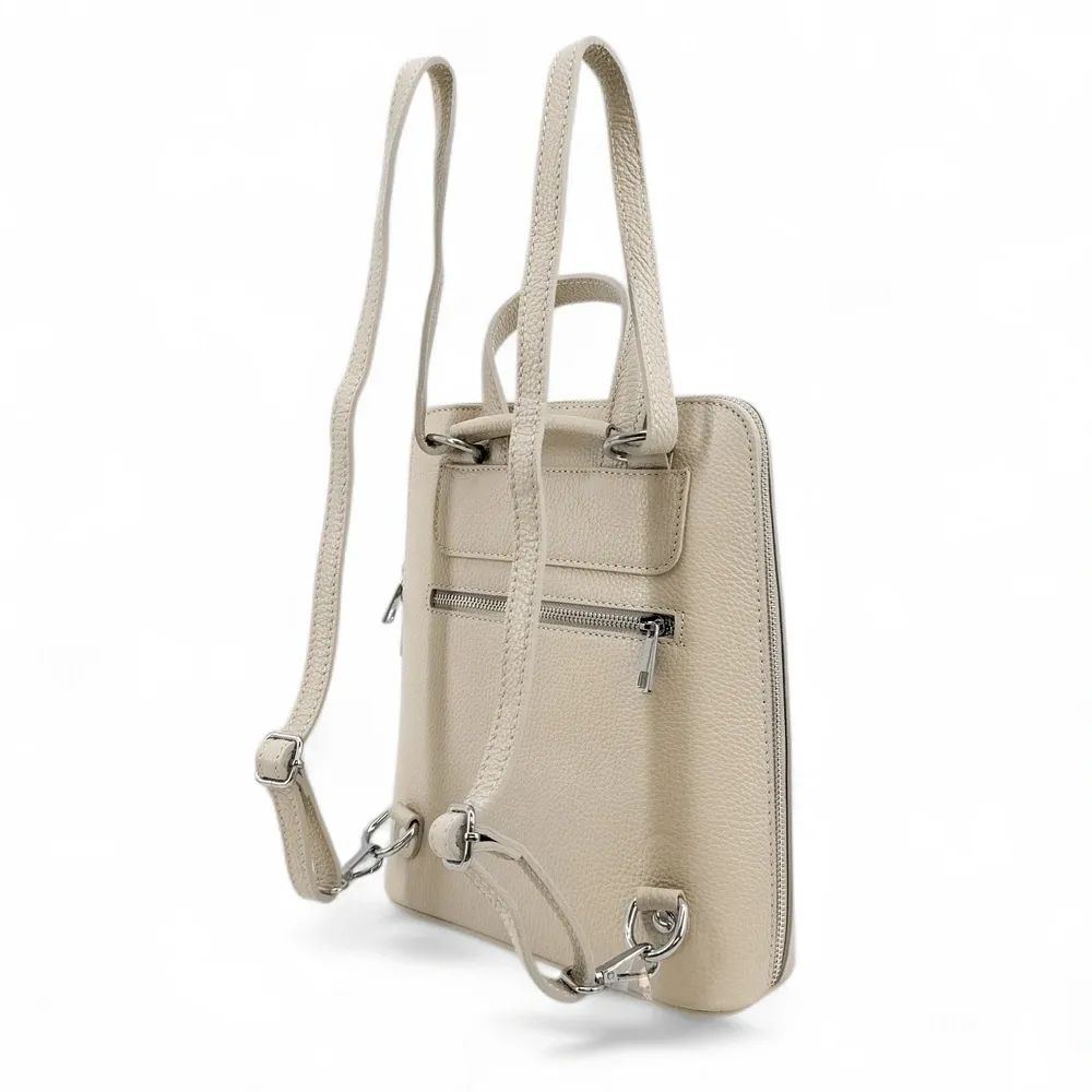 Sac à dos en cuir grainé HAILEY Taupe clair - Image 2