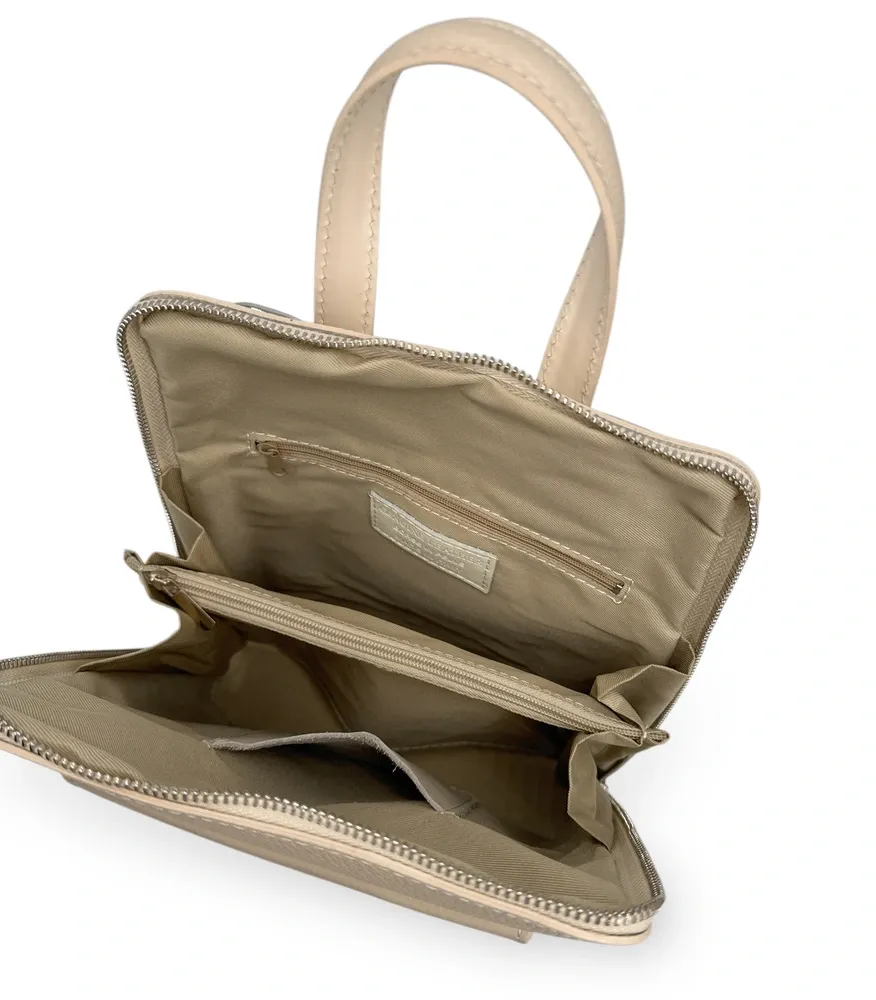 Sac à dos en cuir grainé HAILEY Taupe clair - Image 7