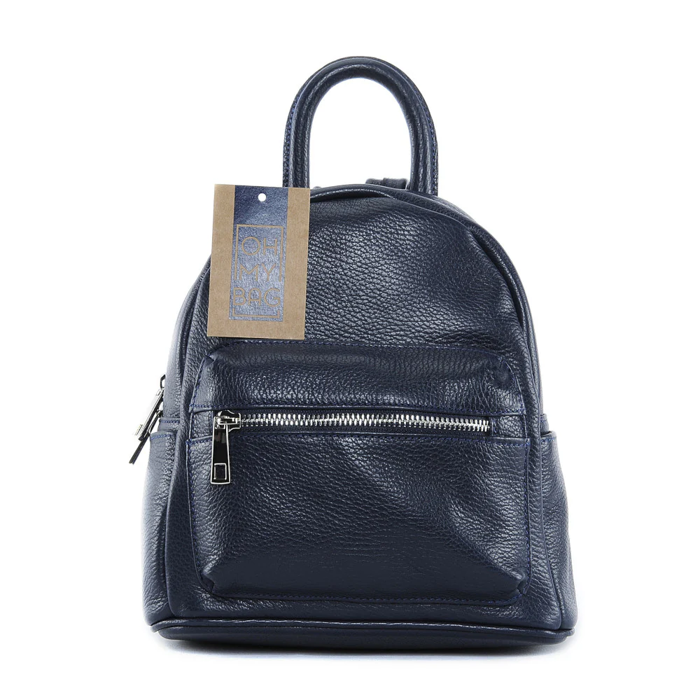 Sac à dos en cuir grainé LITTLE KYOTO Bleu marine - Image 4
