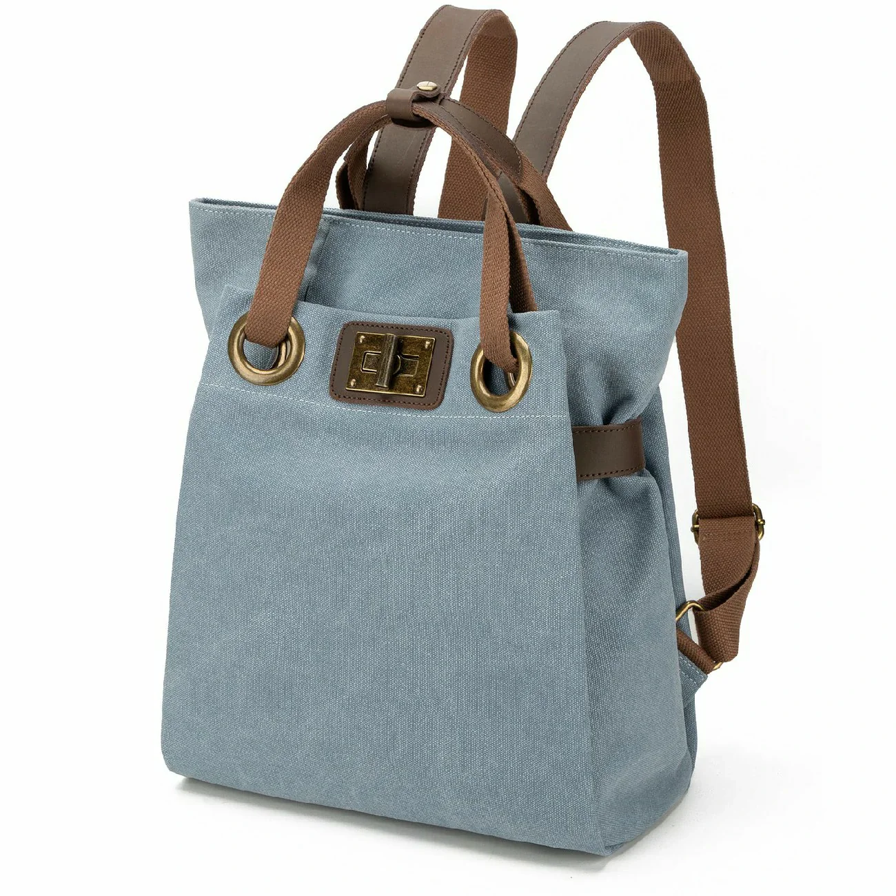 Sac à dos en toile et cuir TRINITE L Bleu gris - Image 2