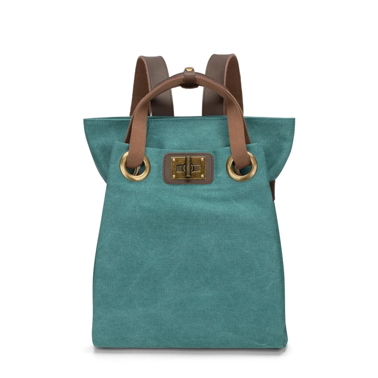 Sac à dos en toile et cuir TRINITE L Vert canard