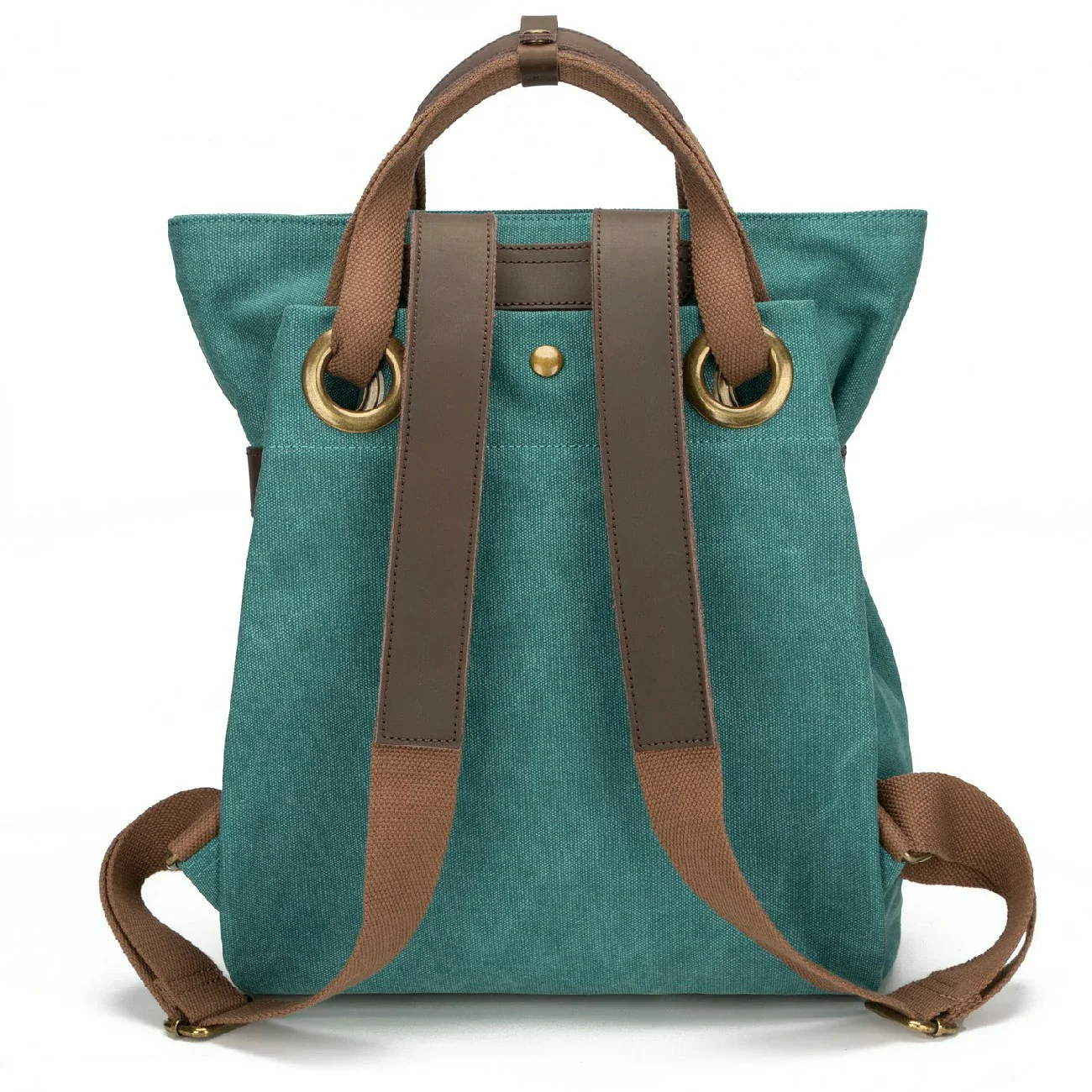 Sac à dos en toile et cuir TRINITE L Vert canard - Image 3