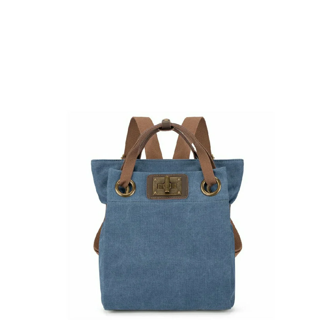 Sac à dos en toile et cuir TRINITE S Bleu denim