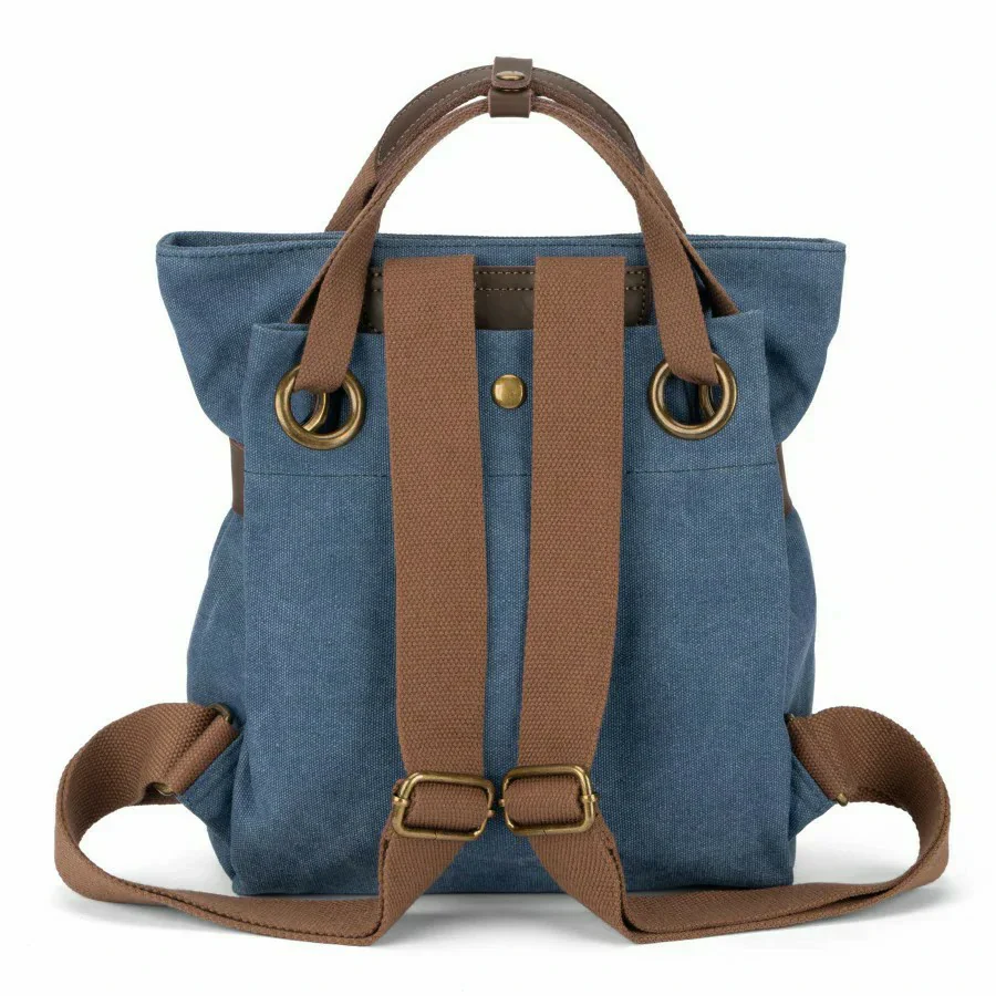 Sac à dos en toile et cuir TRINITE S Bleu denim - Image 3