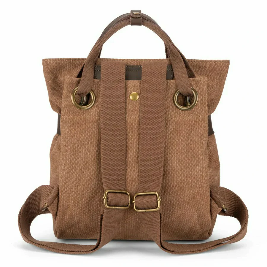Sac à dos en toile et cuir TRINITE S Marron camel foncé - Image 2