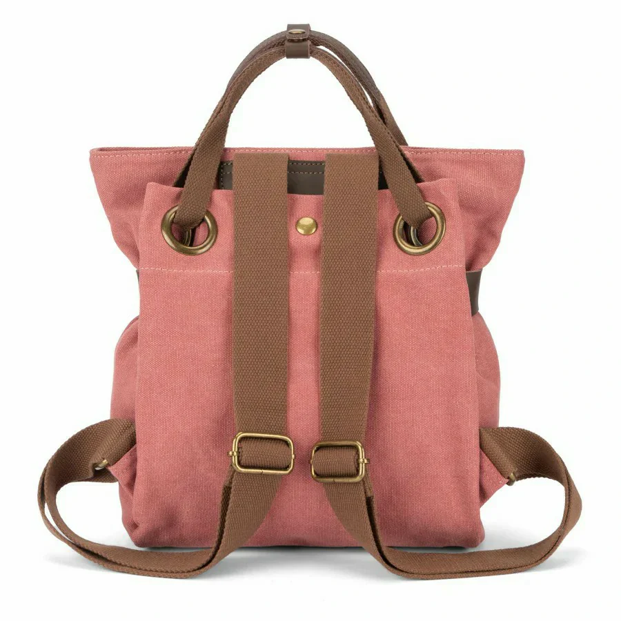 Sac à dos en toile et cuir TRINITE S Rouge brique - Image 2