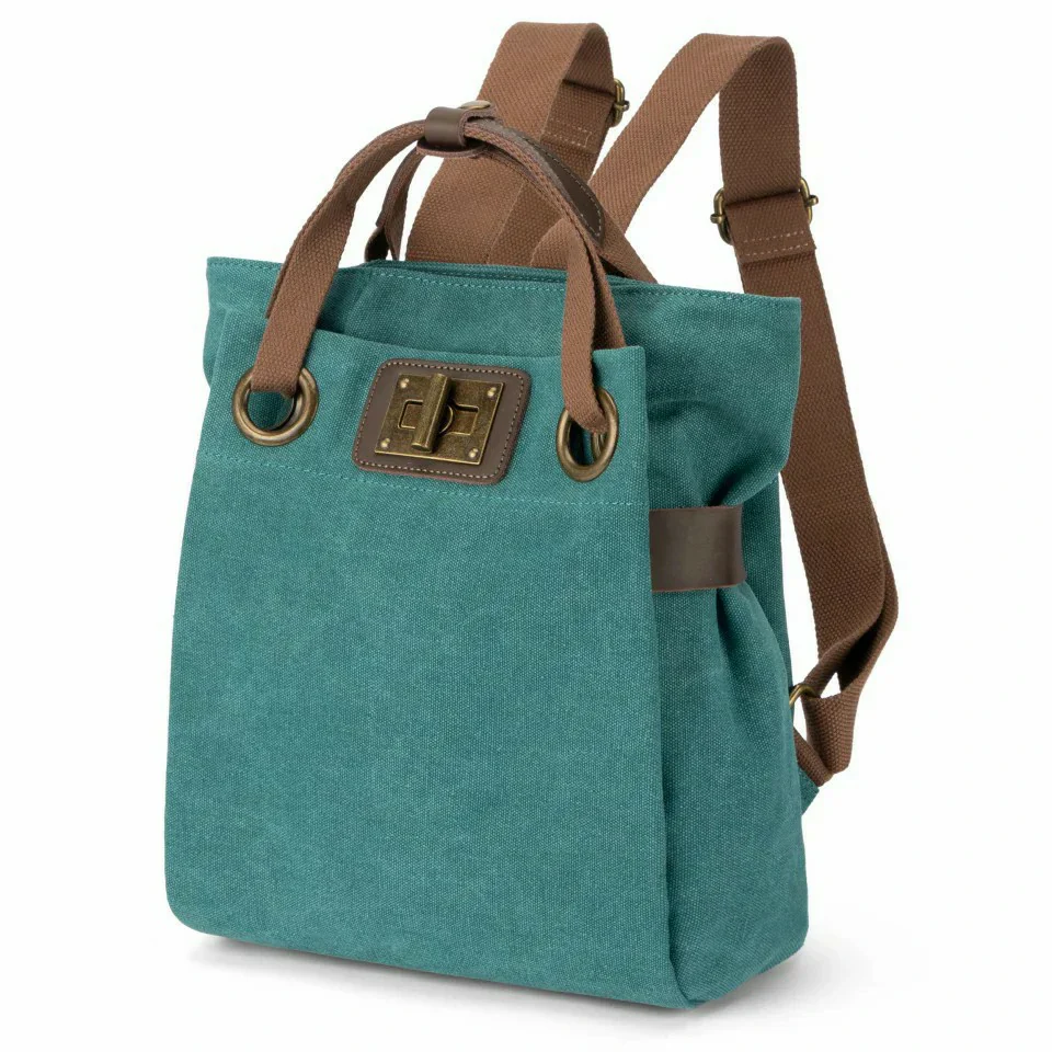 Sac à dos en toile et cuir TRINITE S Vert canard - Image 2