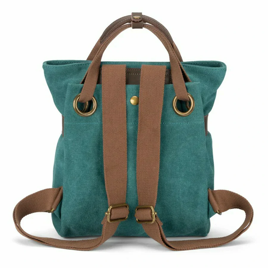 Sac à dos en toile et cuir TRINITE S Vert canard - Image 3