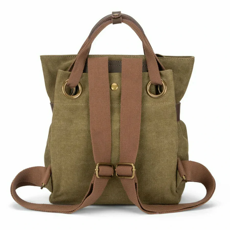 Sac à dos en toile et cuir TRINITE S Vert olive - Image 2