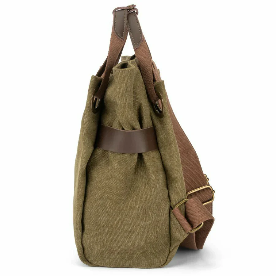 Sac à dos en toile et cuir TRINITE S Vert olive - Image 3