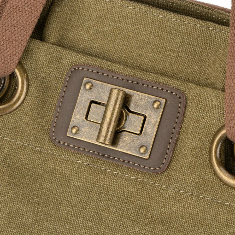 Sac à dos en toile et cuir TRINITE S Vert olive - Image 5