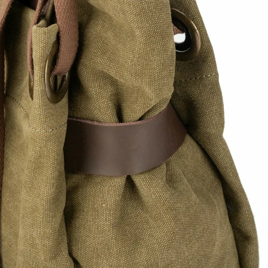 Sac à dos en toile et cuir TRINITE S Vert olive - Image 6