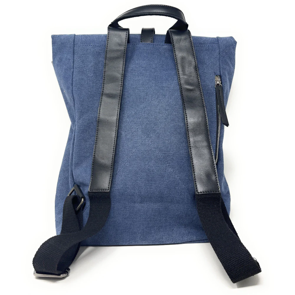Sac à dos en toile et cuir LANAI Bleu denim - Image 3