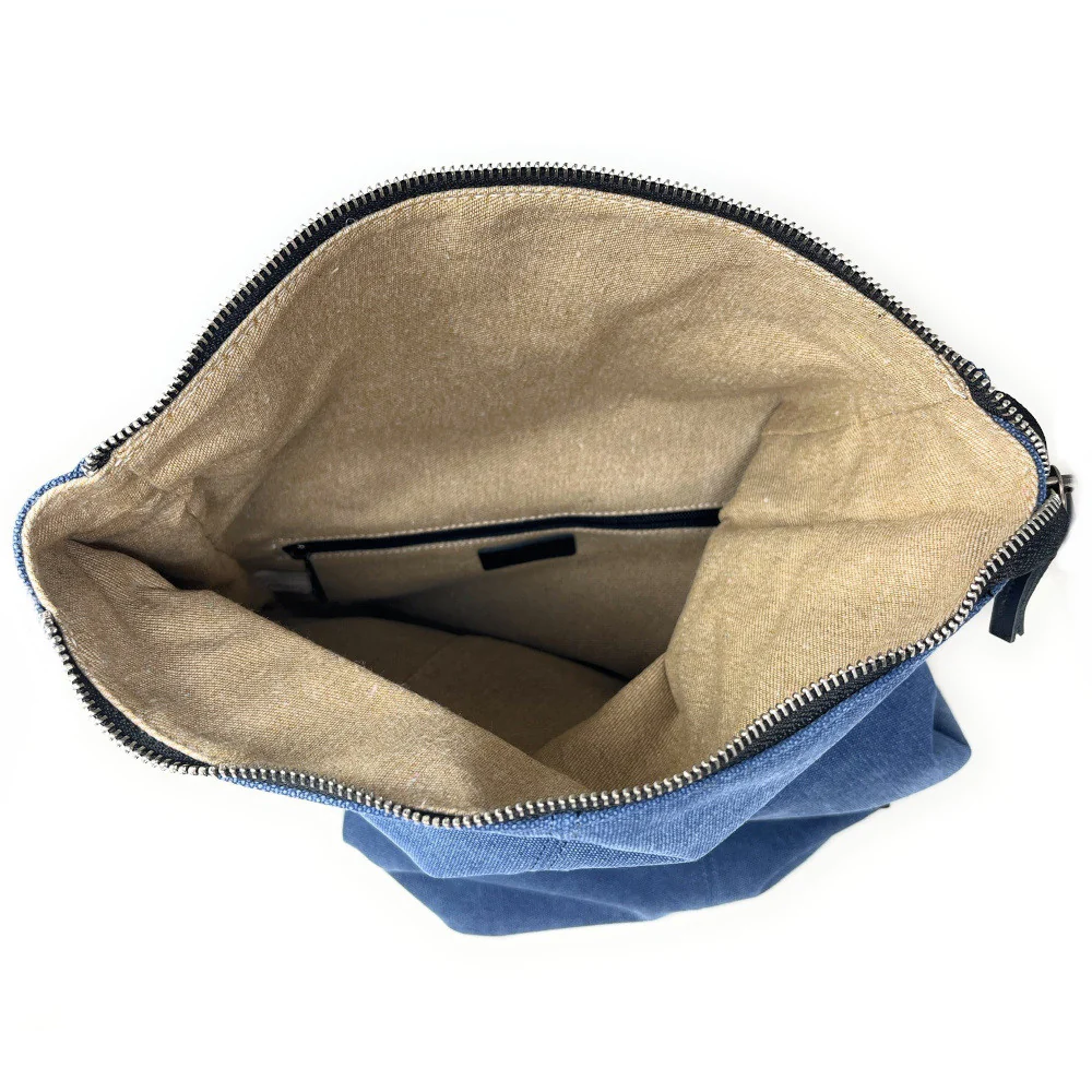 Sac à dos en toile et cuir LANAI Bleu denim - Image 4