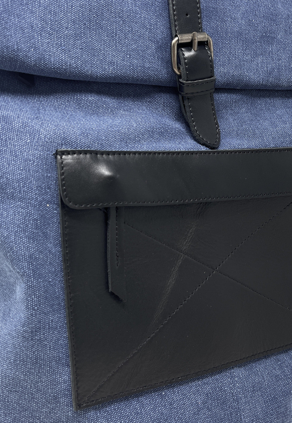 Sac à dos en toile et cuir LANAI Bleu denim - Image 5