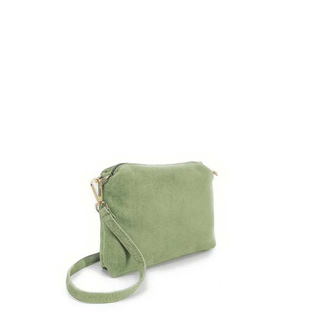 Sac à main en daim CHARLOTTE Vert pastel - Image 7