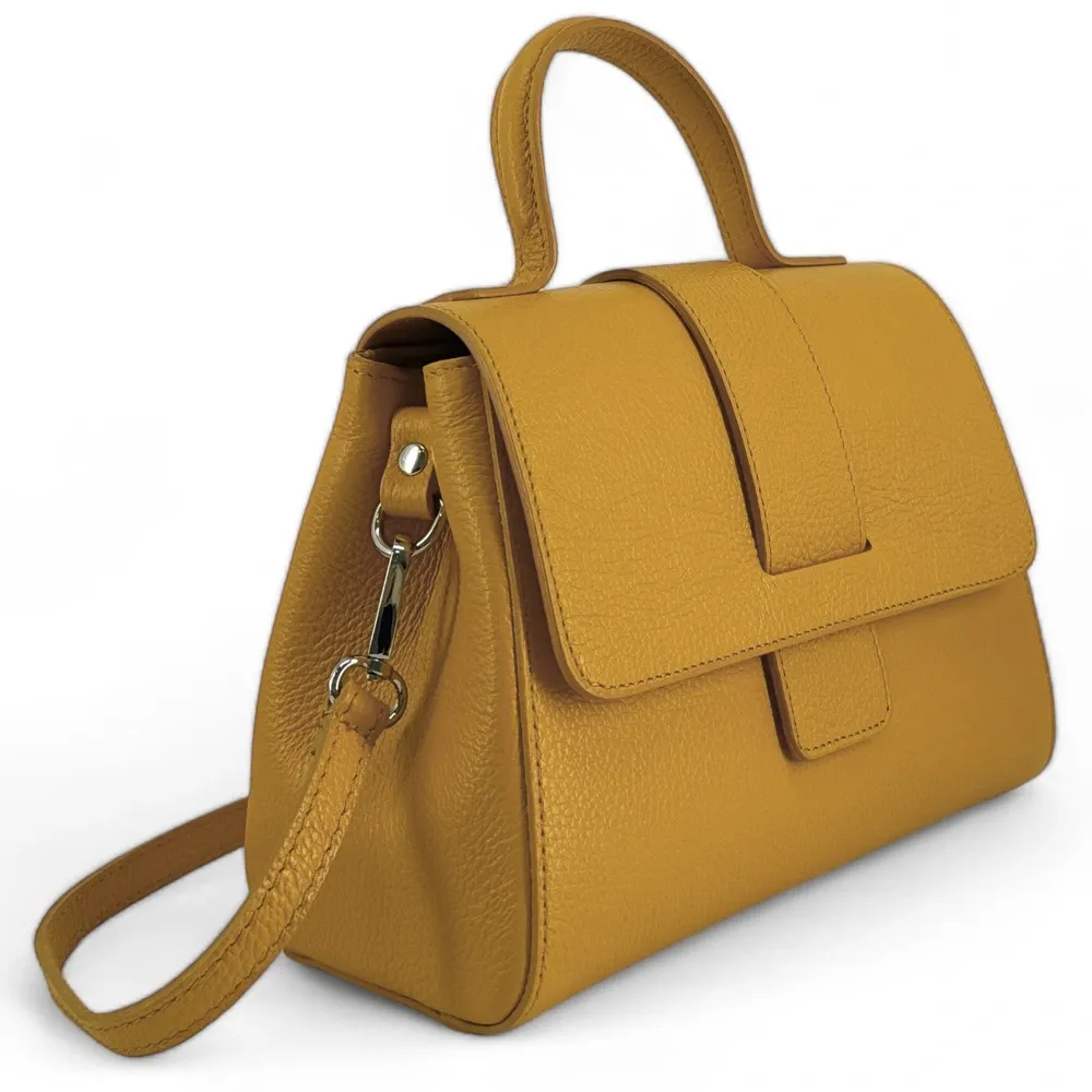 Sac bandoulière en cuir grainé SMART Jaune Moutarde - Image 2