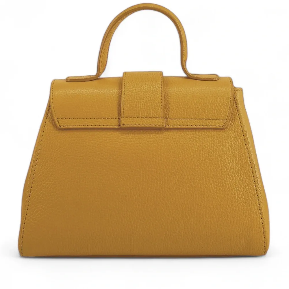 Sac bandoulière en cuir grainé SMART Jaune Moutarde - Image 3