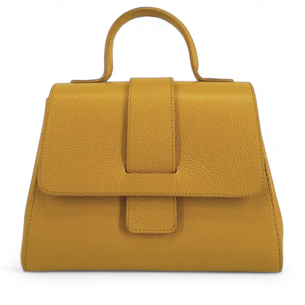 Sac bandoulière en cuir grainé SMART Jaune Moutarde - Image 4