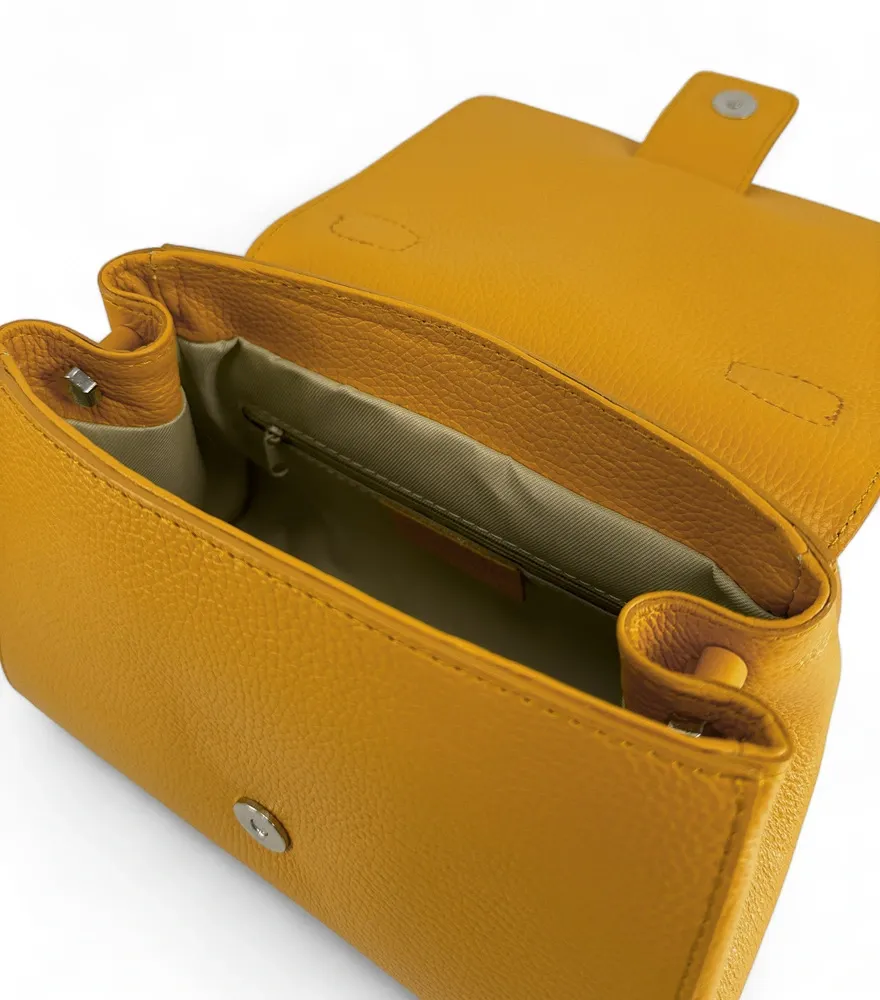 Sac bandoulière en cuir grainé SMART Jaune Moutarde - Image 6