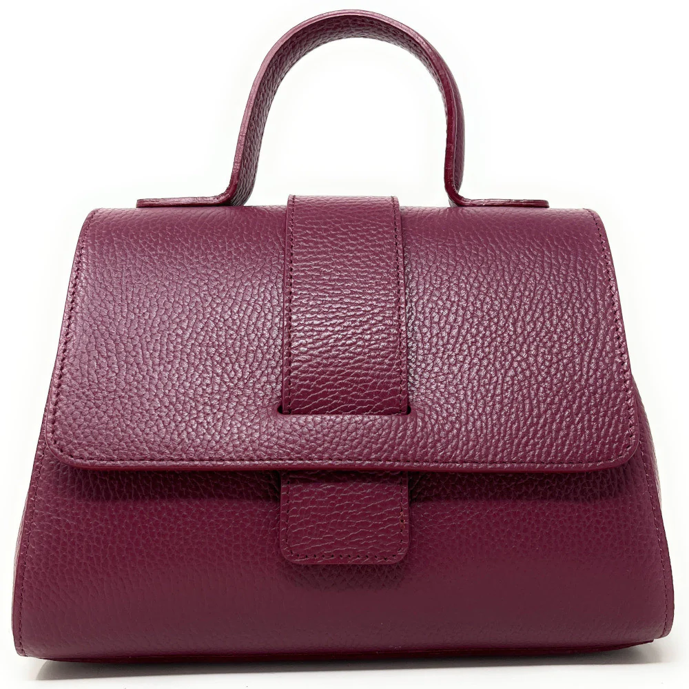 Sac bandoulière en cuir grainé SMART Prune - Image 4