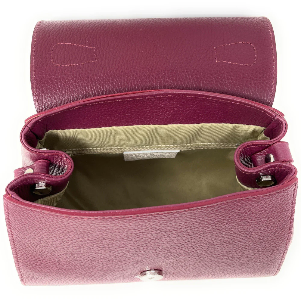 Sac bandoulière en cuir grainé SMART Prune - Image 5