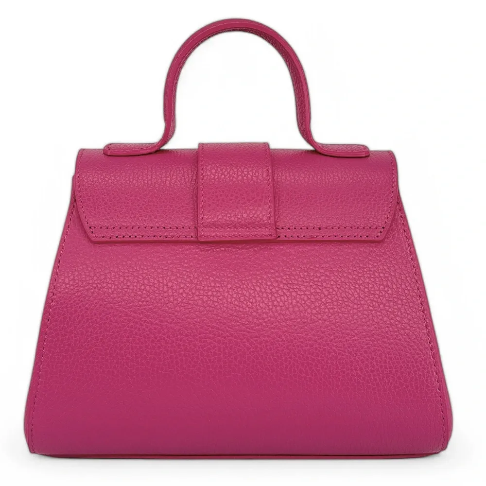 Sac bandoulière en cuir grainé SMART Rose fuchsia - Image 3
