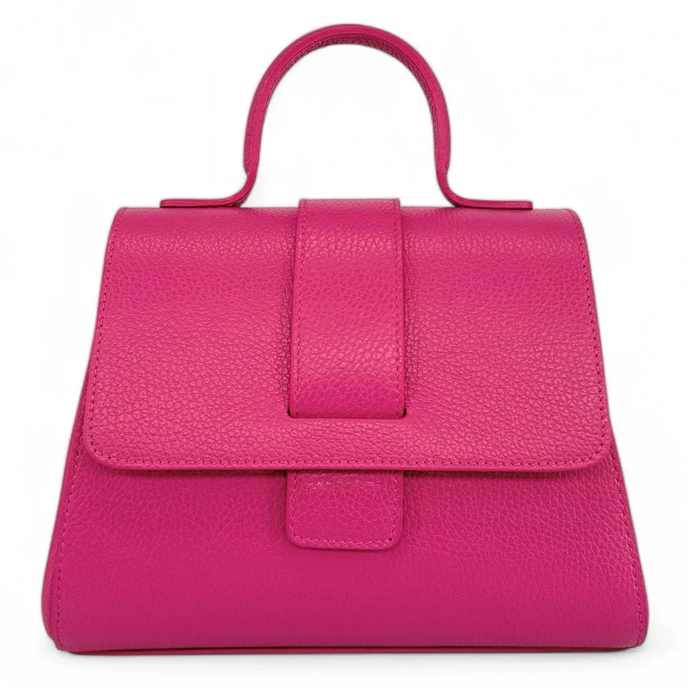 Sac bandoulière en cuir grainé SMART Rose fuchsia - Image 4