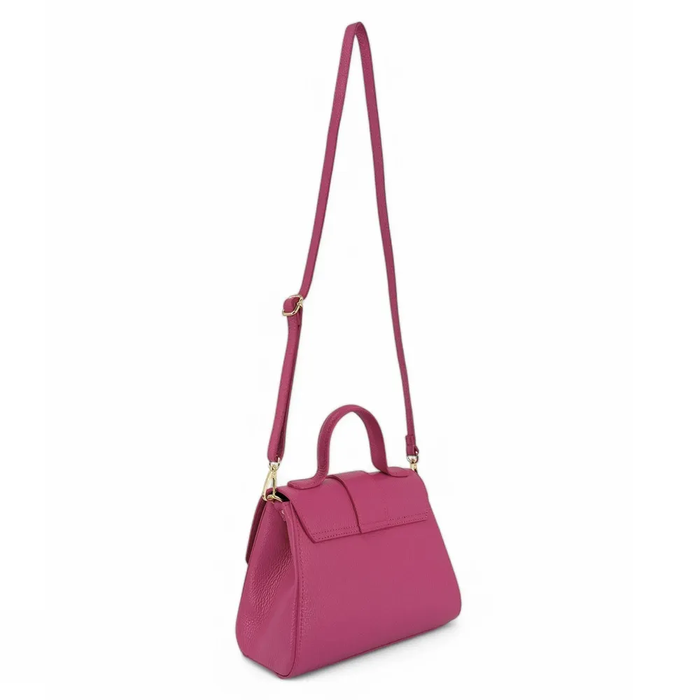 Sac bandoulière en cuir grainé SMART Rose fuchsia - Image 6