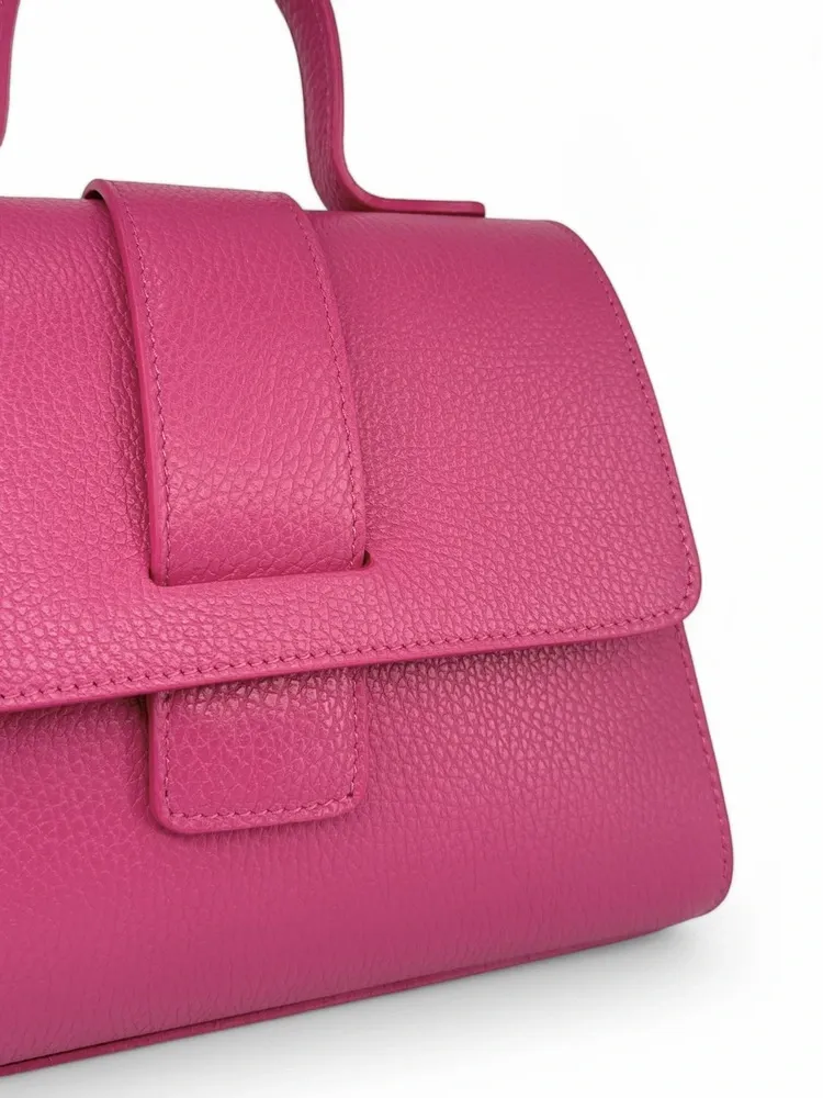 Sac bandoulière en cuir grainé SMART Rose fuchsia - Image 7