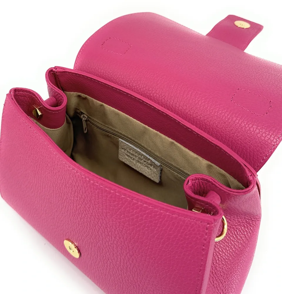 Sac bandoulière en cuir grainé SMART Rose fuchsia - Image 8