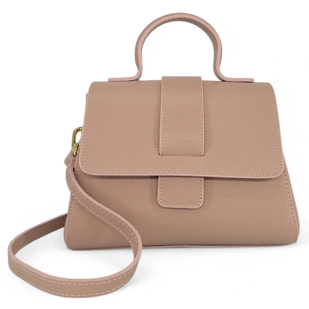 Sac bandoulière en cuir grainé SMART Rose nude - Image 5