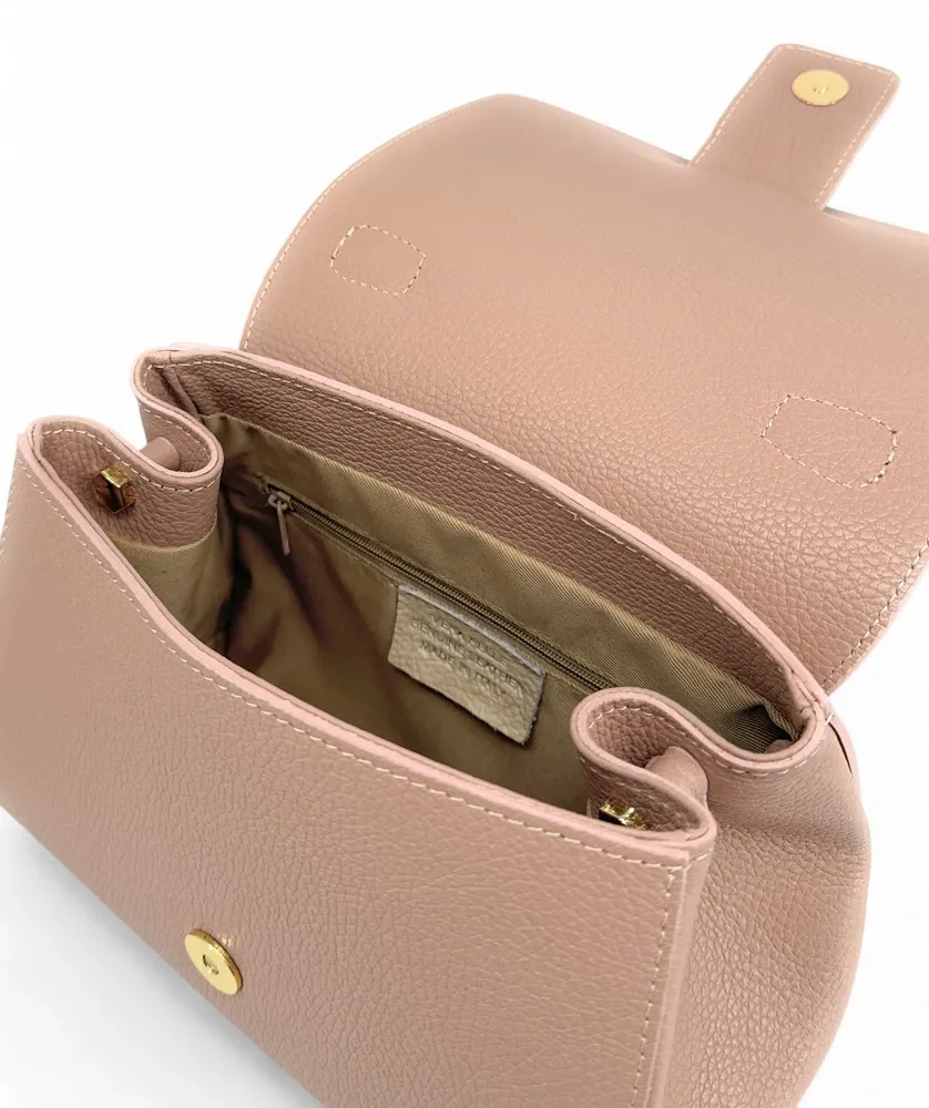 Sac bandoulière en cuir grainé SMART Rose nude - Image 8