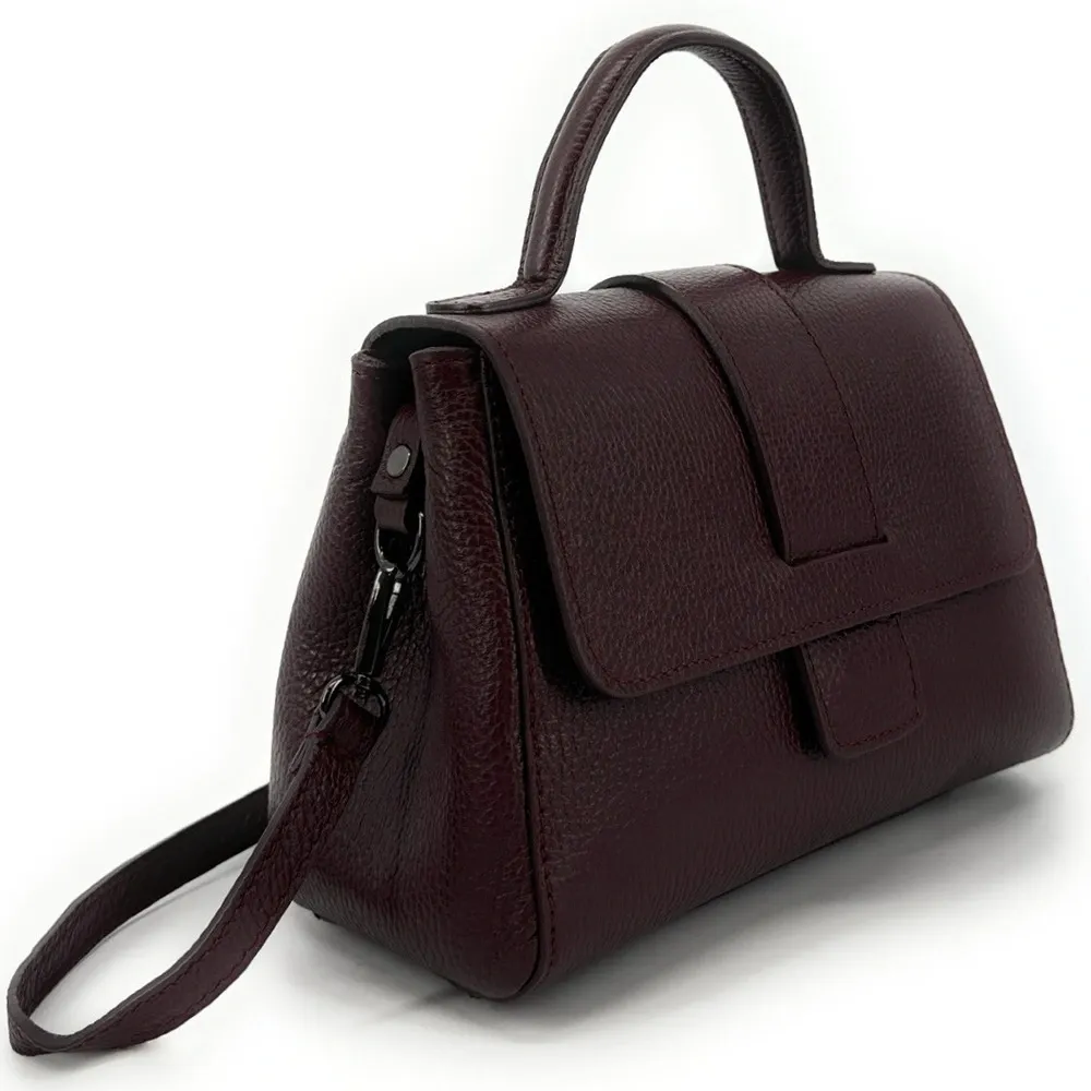 Sac bandoulière en cuir grainé SMART Rouge bordeaux - Image 2