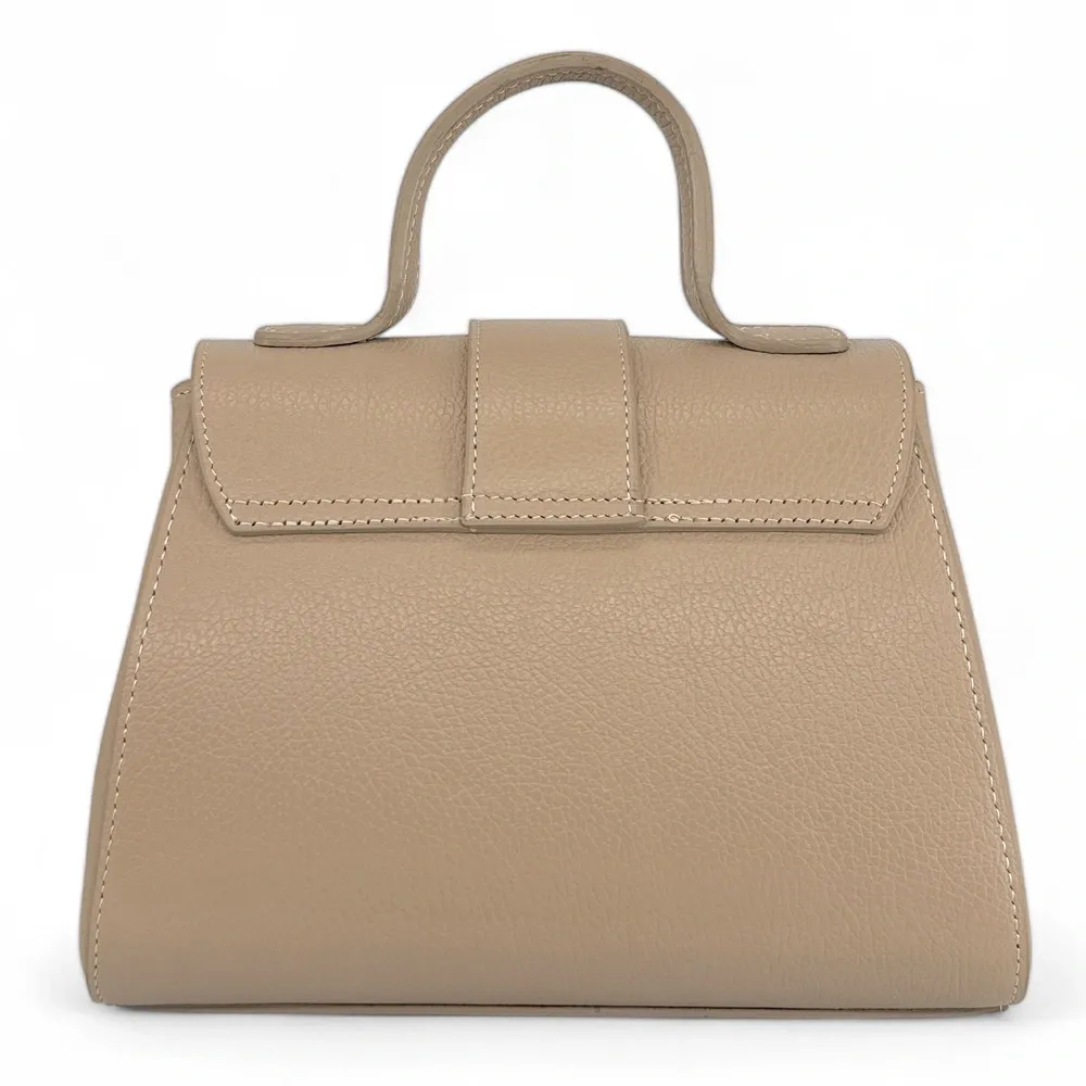 Sac bandoulière en cuir grainé SMART Taupe - Image 3