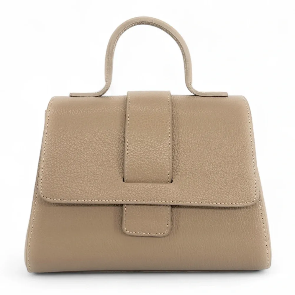 Sac bandoulière en cuir grainé SMART Taupe - Image 4