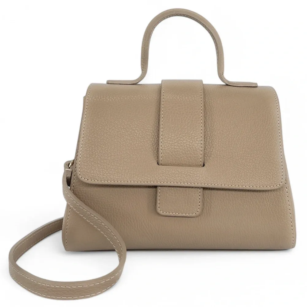 Sac bandoulière en cuir grainé SMART Taupe - Image 5
