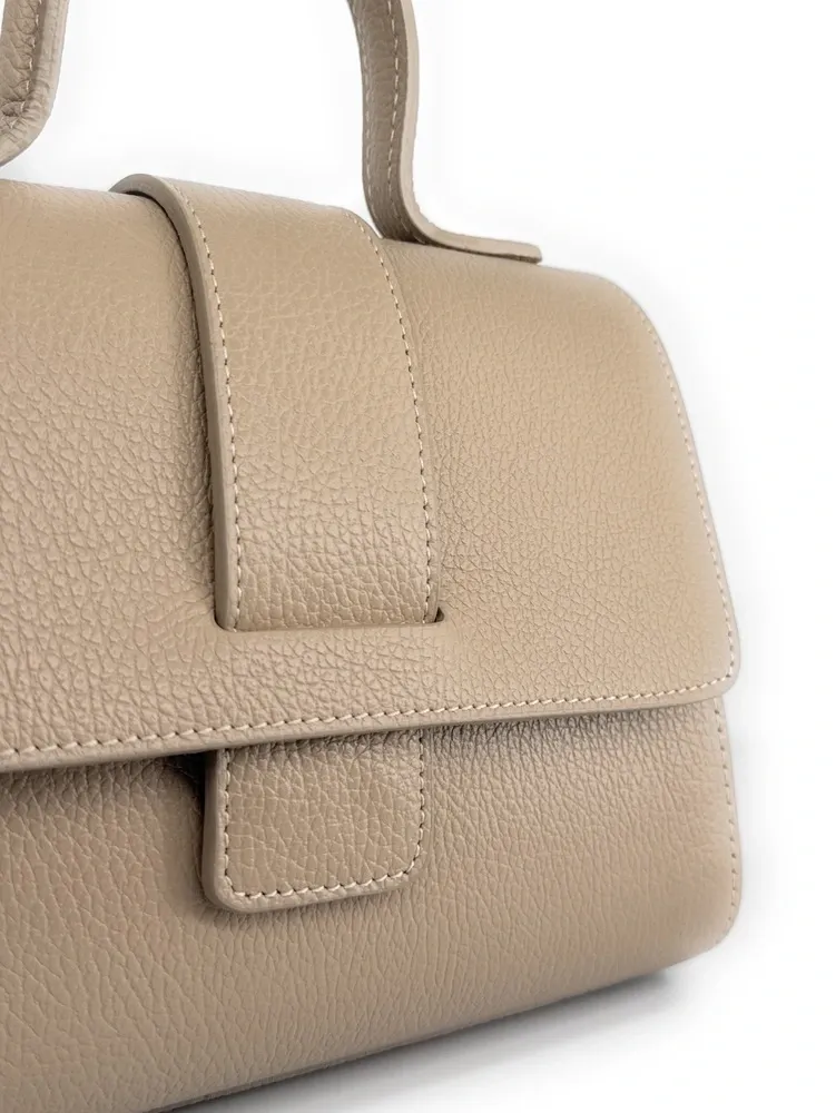 Sac bandoulière en cuir grainé SMART Taupe - Image 7
