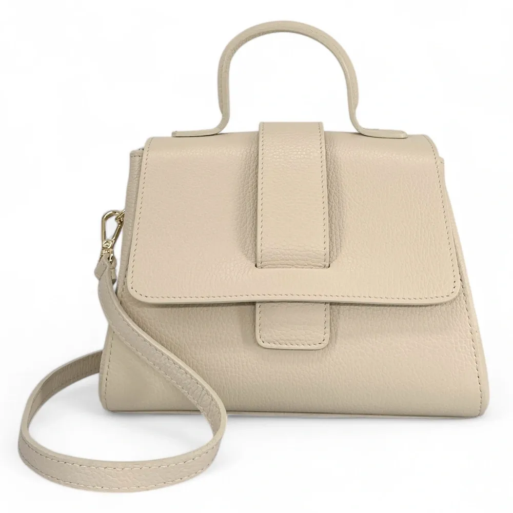 Sac bandoulière en cuir grainé SMART Taupe clair - Image 5
