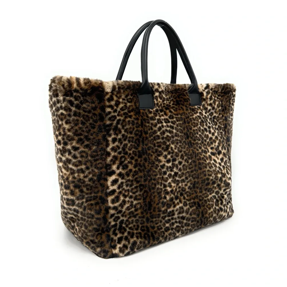 Sac cabas shopping XL en fausse fourrure et cuir TABBY Ocelot - Image 2